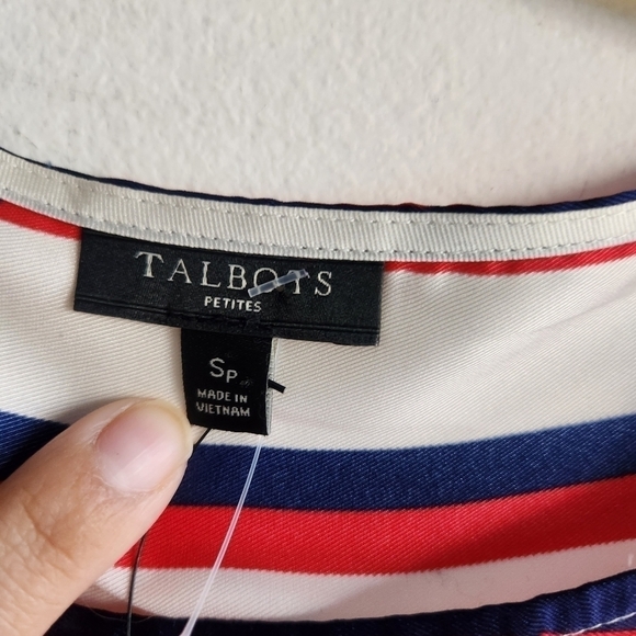 NWT Talbots Blue/White/Red Stripped Sleeveless Square Top size Small Petite - Picture 4 of 9